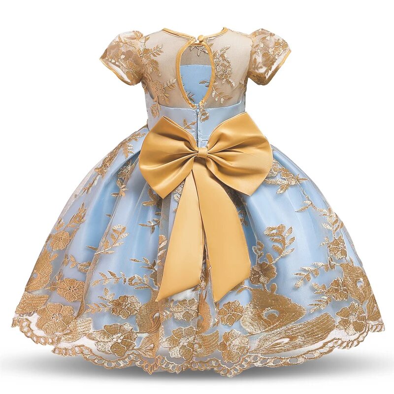 New Year Costume Big Bow Princess Party Pageant Formal Dress Prom Girls Christmas Dress